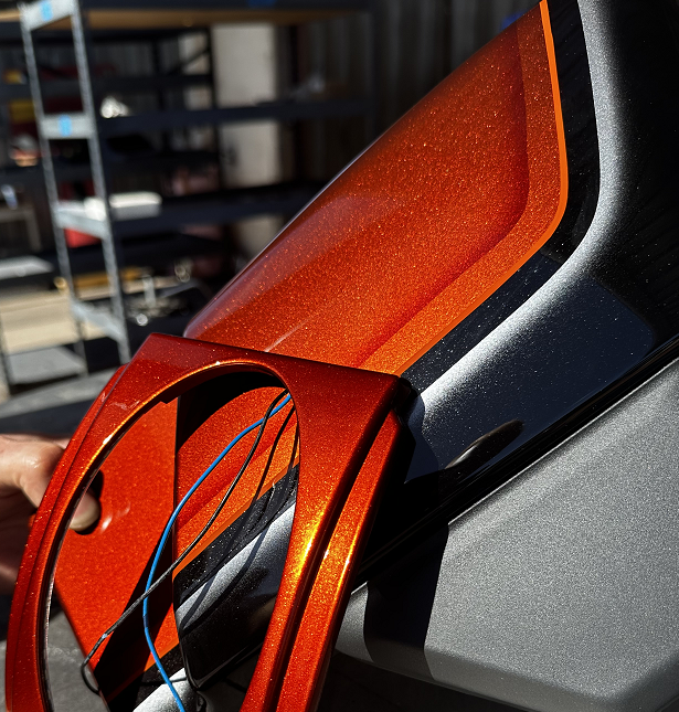 CUSTOM PAINTED LICENSE FRAME KIT WITH HIDDEN L.E.D. Fits 2023 CVO models (Dark Platinum | Whiskey Neat)