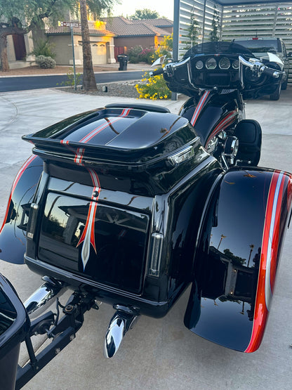 Harley-Davidson / Paul Yaffe 2022 Full Custom Chopper, Tri Glide with Bagger Nation 26" wheel, 20" matching rear wheels and full custom body! Also includes color matched Trailer!