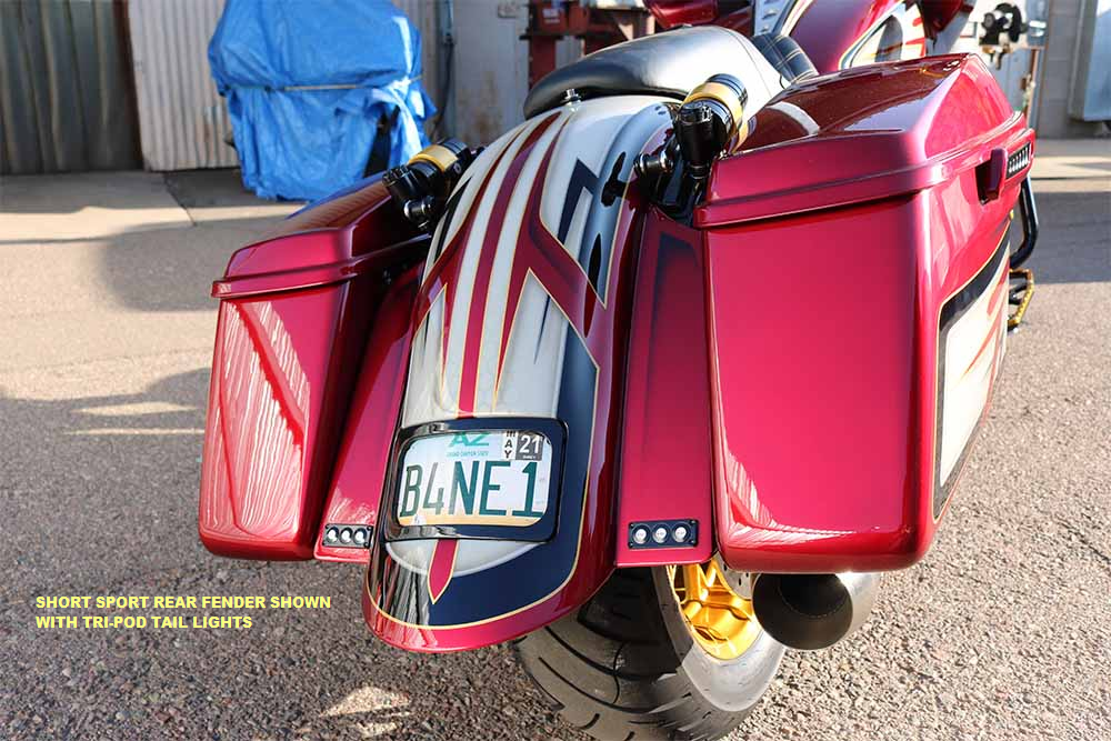 SHORT SPORT "SS" REAR FENDER FOR 2014-PRESENT "RUSHMORE" TOURING WITH FACTORY BAGS