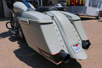 SWOOP STRETCHED SADDLEBAGS (2014-Present Touring) WITH BUILT-IN SKID BLOCKS!