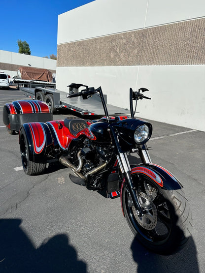 Harley-Davidson / Paul Yaffe 2022 Full Custom Freewheeler with Bagger Nation SRT Wide Performance Tire Kit & Matching Bushtec Trailer