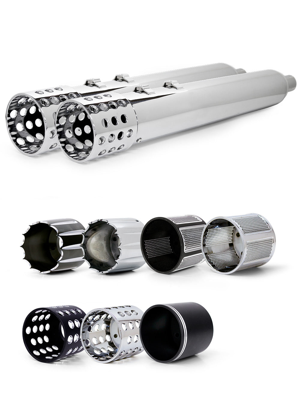 Monsta 45 Slip-on Mufflers Chrome - Pair