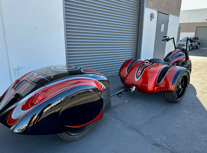 Harley-Davidson / Paul Yaffe 2022 Full Custom Freewheeler with Bagger Nation SRT Wide Performance Tire Kit & Matching Bushtec Trailer